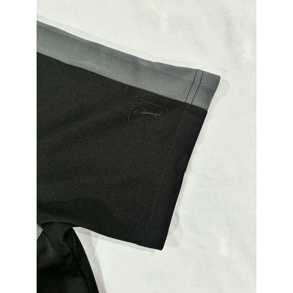 PGA Tour Mens Polo Shirt Large Black Grey Colorblock Performance Golf Mesh Top - Picture 8 of 9